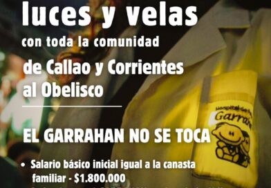 Los trabajadores del Garrahan realizarán una caminata de velas el jueves 31 de Callao y Corrientes al Obelisco a las 18 hs